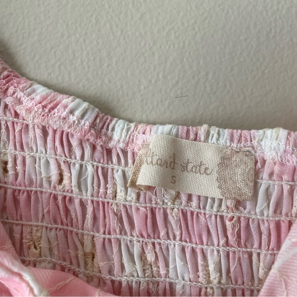 Altar'd State Gingham Crop Top Tie Front Puff Sleeve Eyelet Coquette NWT - Picture 6 of 8